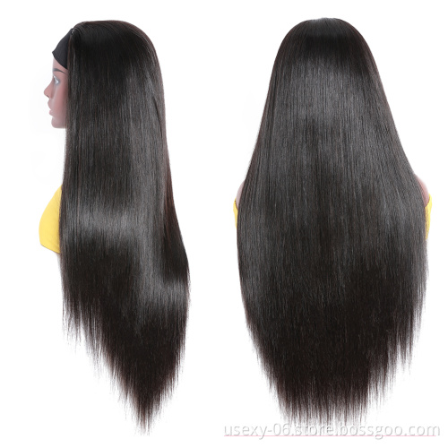 100% Human Hair Headband Scarf Wig,Virgin Brazilian Headband Wigs Human Hair,Headband Wigs For Black Women